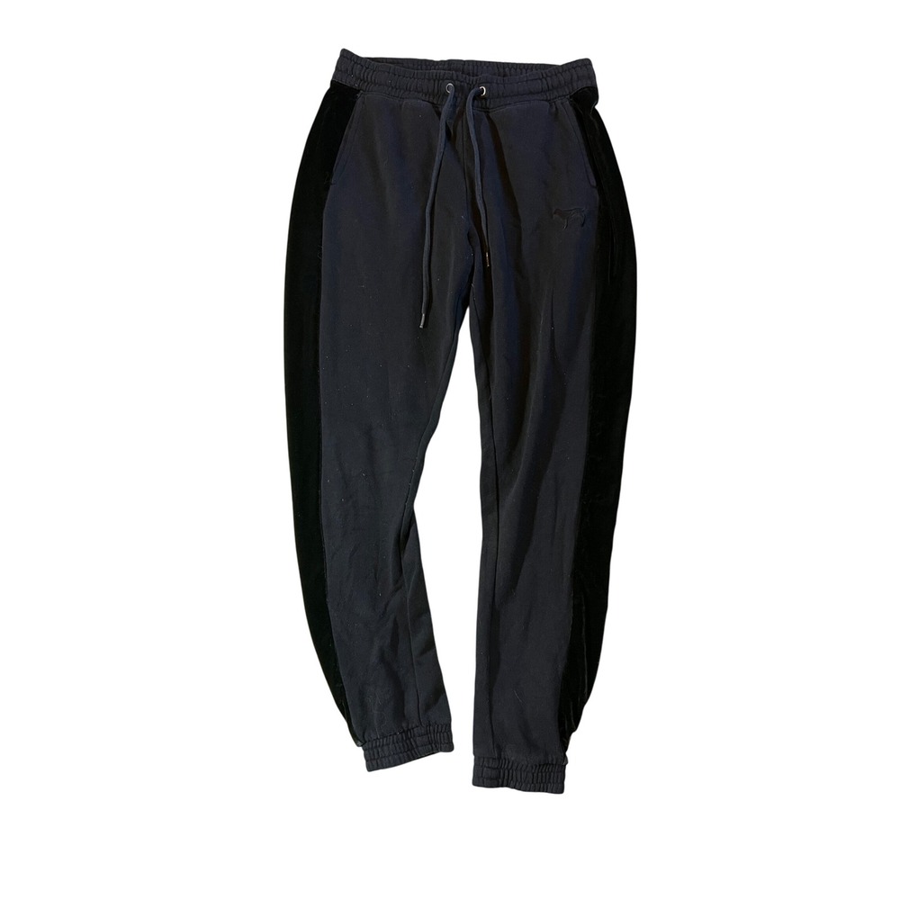 PINK Victoria's Secret Black Velvet Trim Jogger Sweatpants Size S - Picture 1 of 4